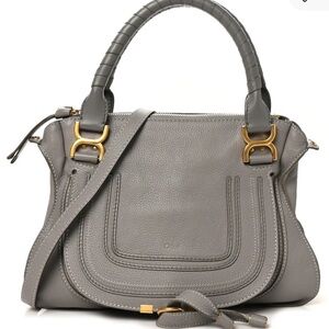 Elegant Gray Leather Handbag